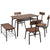 6 Piece Wooden Dining Table Set W/4 Chairs & 1 Bench Retro Style Home Kitchen Breakfast Furniture,Brown