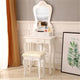 60cm Bedroom Ladies Makeup Dressers Dressing Table Vanity Desk Stool Rose Relief Irregular Mirror 3 Drawers with Chair Set