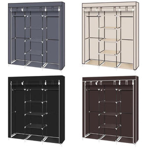 69" portable closet non-woven wardrobe double pole storage storage box E5M1