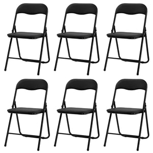 6PCS Capacity Premium Folding Chair,Mid Century Modern Dining Chairs,Elegant Foldable Iron and PVC Chairs,330 lb Capacity
