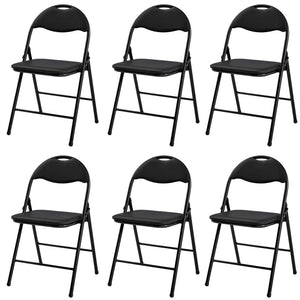 6PCS Capacity Premium Folding Chair,Mid Century Modern Dining Chairs,Elegant Foldable Iron and PVC Chairs,330 lb Capacity