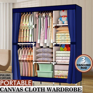 71" Portable Closet Wardrobe Clothes Rack Storage Organizer With Shelf Non-woven Fabric Wardrobe With Shelves Store Ship To US