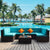 7Pcs/set Patio Sofa Set Free Cuhion As Gift Furniture Couch Puff Home Use  Rattan weave Linen Hemp Fabric Shape U Swimming Pool