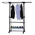 Adjustable Telescopic Rolling Clothing Garment shoe Rack Portable Hanger On Wheels Heavy Duty Double Rail storage orginazer rack