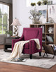 Armchair With Nailheads and Solid Wood Legs Sofa Light Luxury Rose Red Northern Europe Modern Simple Sofa Living Room Bedroom