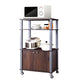 Bakers Rack Microwave Stand Rolling Storage Cart with Wheels 3 Shelves 2-door Cabinet Waterproof P2 MDF Kitchen Cart HW60180