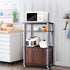 Bakers Rack Microwave Stand Rolling Storage Cart with Wheels 3 Shelves 2-door Cabinet Waterproof P2 MDF Kitchen Cart HW60180