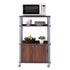 Bakers Rack Microwave Stand Rolling Storage Cart with Wheels 3 Shelves 2-door Cabinet Waterproof P2 MDF Kitchen Cart HW60180
