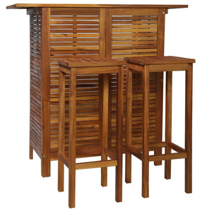 Bar Set Solid Acacia Wood Easy To Assemble Indoor And Outdoor Patio Use 1 Bar Table And 2 Bar Stools Casual Minimalist Home