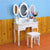 Bedroom Ladies Makeup Mirrors Dressers White Vanity Desk Dressing Table Modern Removable Desktop 3 Mirrors 7 Drawers with Chair