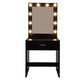 Black Vanity Desk FCH With Warm Light Cannon Large Mirror Single Drawer Dressing Table Black Dressing Room Bedroom Furniture