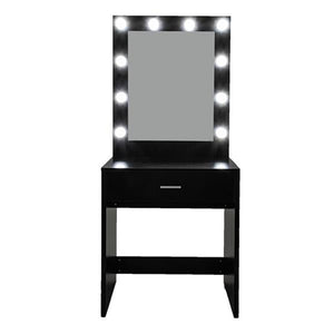 Black Vanity Desk FCH With a Light Cannon Large Mirror Single Drawer Dressing Table Black Dressing Room Bedroom Furniture