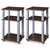 Costway 2PCS 3Tier Square Storage Shelf End Table Night Stand Display Living Room Walnut