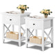 Costway 2PCS End Bedside Table Nightstand Drawer Storage Room Decor W/Bottom Shelf White