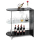 Costway Bar Table Wine Storage Unit w/Tempered Glass Shelf & Glass Holders Glossy  Black