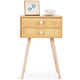 Costway Mid Century Modern 2 Drawers Nightstand In Natural Sofa Side Table End Table