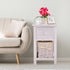Costway Mini Night Stand 2 Layer 1 Drawer Bedside End Table Organizer Wood W/Basket