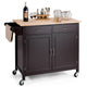 Costway Modern Rolling Kitchen Cart Island Wood Top Storage Trolley Cabinet Utility New