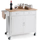 Costway Rolling Kitchen Cart Island Wood Top Storage Trolley Cabinet Utility Modern