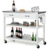 Costway Rolling Kitchen Trolley Cart Island Stainless Steel Countertop w/ Drawer & Shelf