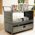 Costway Rolling Portable Rattan Wicker Kitchen Trolley Cart Dining Restaurant W/Shelves
