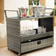 Costway Rolling Portable Rattan Wicker Kitchen Trolley Cart Dining Restaurant W/Shelves