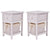 Costway Set of 2 Mini Night Stand 2 Layer 1 Drawer Bedside End Table Organizer Wood W/Basket