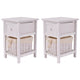 Costway Set of 2 Mini Night Stand 2 Layer 1 Drawer Bedside End Table Organizer Wood W/Basket