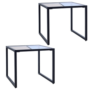 Costway Set of 2 Side End Table Tempered Glass Top Metal Frame Living Room Furniture