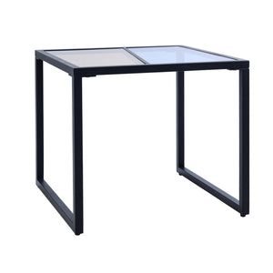 Costway Square Side End Table Tempered Glass Top Metal Frame Living Room Furniture