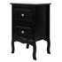 Country Style Two-Tier Night Table Large Size Black Made of high quality material . night stand bedroom furniture .