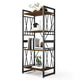 DEWEL 4-Shelf Bookshelf Metal and Wood Bookcase 55'' High Tall Bookcase Furniture Standing Storage Shelf Units for Home Decor