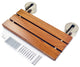 DIYHD 20" Modern Teak Folding Shower Seat Bench Chrome Wall Mount Shower Seat