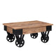 Distressed Coffee Table Recycle Elm With Wheels Natural Wood Movable Creative Farmhouse Style Stable Sofa Table