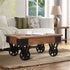Distressed Coffee Table Recycle Elm With Wheels Natural Wood Movable Creative Farmhouse Style Stable Sofa Table