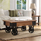Distressed Coffee Table Recycle Elm With Wheels Natural Wood Movable Creative Farmhouse Style Stable Sofa Table
