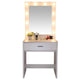 FCH Large-Mirror Single-Drawer Dressing Table With Light Cannon Warm white dressing table Large dressing mirror and large drawer