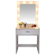 FCH Large-Mirror Single-Drawer Dressing Table With Light Cannon Warm white dressing table Large dressing mirror and large drawer