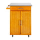 FCH Moveable Kitchen Cart with Stainless Steel Table Top & One Drawer & One Cabinet Sapele