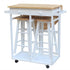 FCH Semicircle Solid Wood Folding Dining Cart with 2 Free Stools White Foldable Semi-circular Stool With Solid Wood Dining Car
