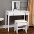 Flip Single Mirror Dresser Makeup Vanity Desk Reading Dressing Table Cosmetics Storage White Double Drawers Bedroom Furniture