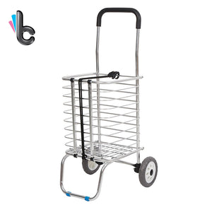Foldable Shopping Trolley Supermarket Supply Aluminum Alloy Shopping Cart Storage Furniture Two Wheels carrello