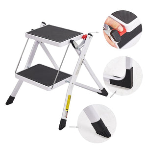 Folding 2-Step Stool Mini Stepladders with Handle and Wide Pedal(11.8x7.9in) for Kitchen,Garage,Home Adjustable Ladder