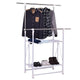 Folding Adjustable Rolling Clothes Coat Rack Hanger with 2 Shelves Living Room Furniture HW55984