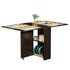 Folding Dining Table with 2 Storage Racks Movable Dinner Table with 6 Wheels Space Saving Versatile Kitchen Table