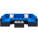 Fully Equipped Weaving Rattan Sofa Set with 2pcs Middle Sofas & 4pcs Single Sofas & 1 pc Coffee Table Black Embossed For Home