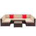 Fully Equipped Weaving Rattan Sofa Set with 2pcs Middle Sofas & 4pcs Single Sofas & 1 pc Coffee Table Black Embossed For Home