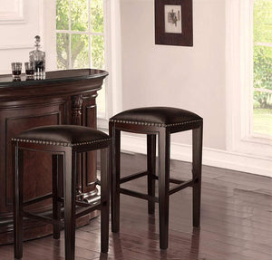 Furgle 2Pcs/Set Counter Stool Bar Chair 29-inch Solid Wood with PU Leather Cushioned Seat