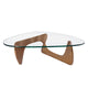 Furgle Glass Top Triangle Coffee Table Modern Cocktail Wood Dinning table Noguchi Tribeca Tempered Glass for Living Room Lounge