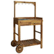 Garden Kitchen Trolley Solid Acacia Wood 36.2"x17.1"x55.7" Double deck Moveable Easy Assemble  Removable Zinc Tray With 9 Hooks